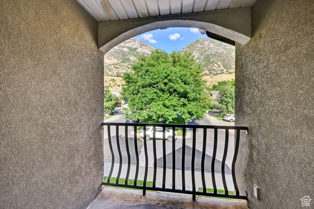 Balcony with a mountain view