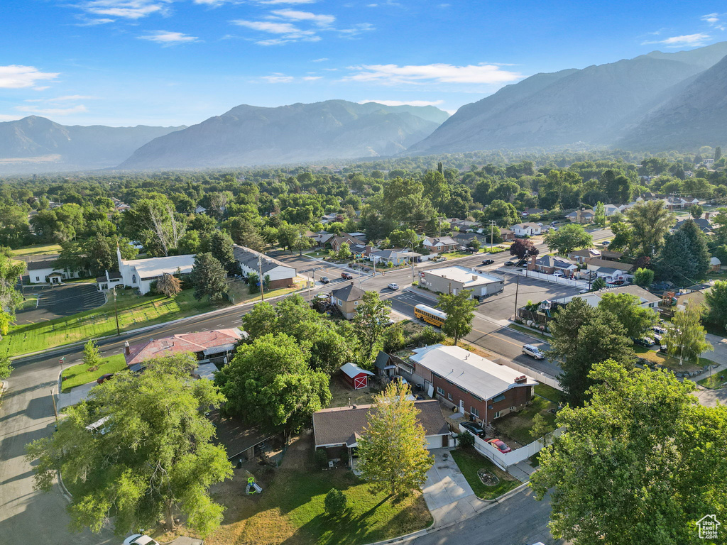 Drone / aerial view with a mountain view