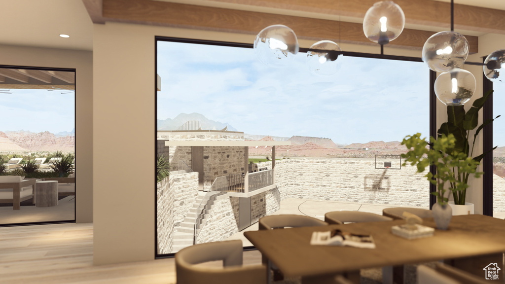 Dining area featuring wood-type flooring