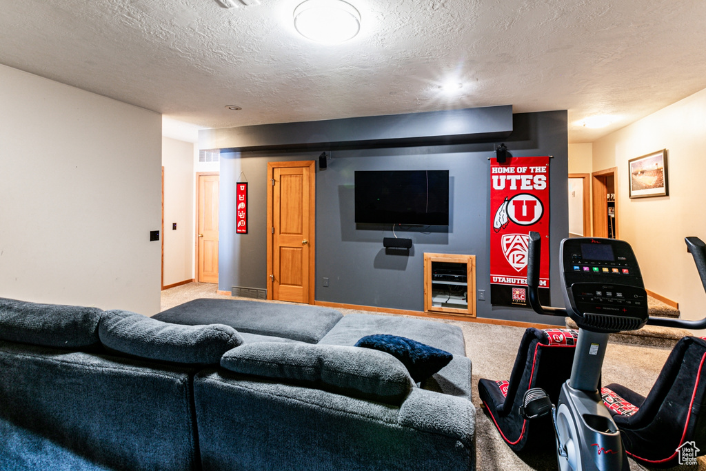 Interior space with a textured ceiling