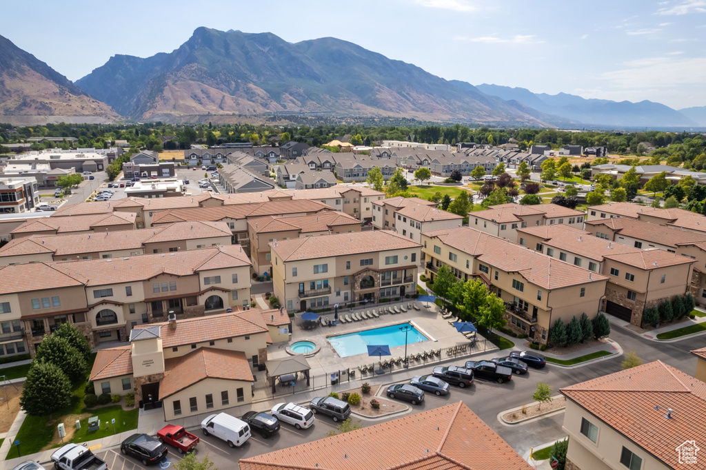 Aerial view featuring a mountain view