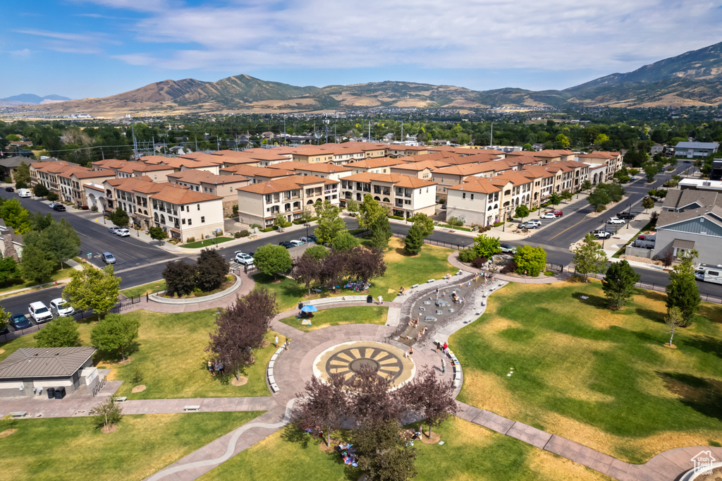 Drone / aerial view with a mountain view