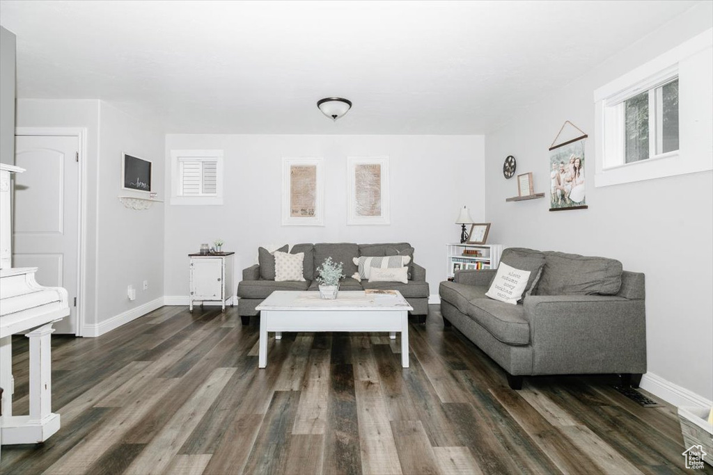 Living room featuring dark hardwood / wood-style floors