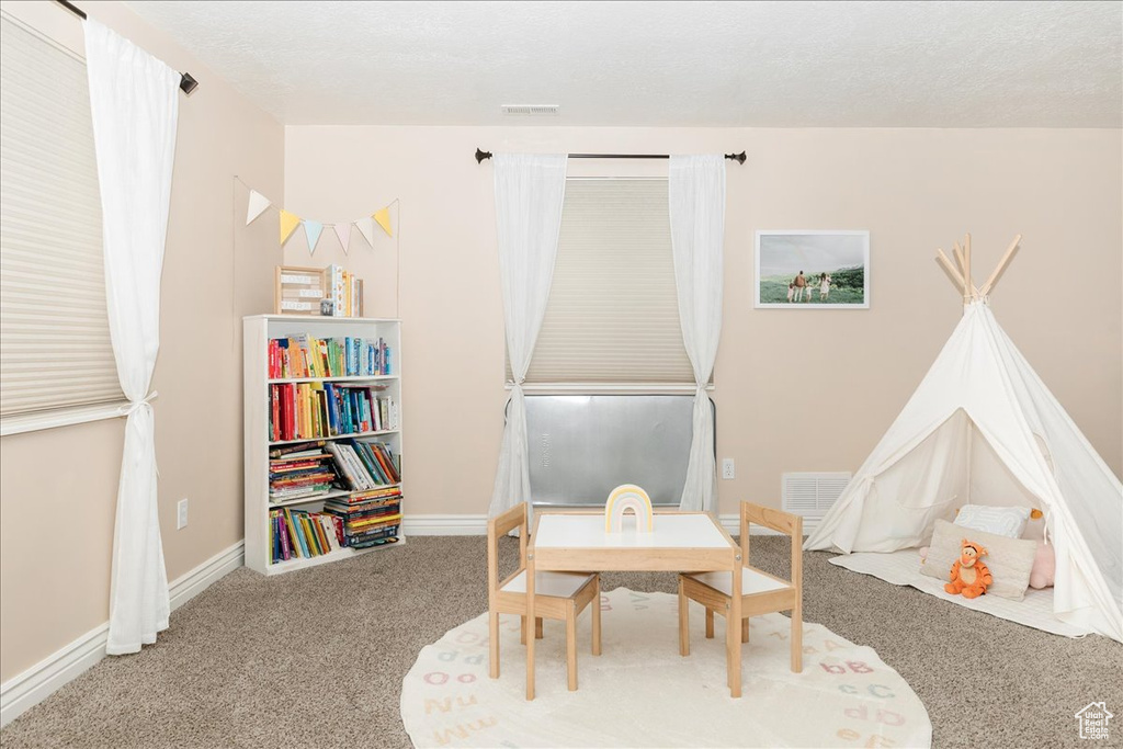 Playroom with carpet flooring