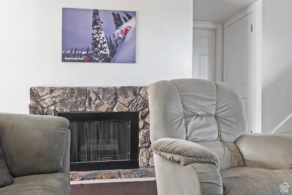 Living room with a fireplace