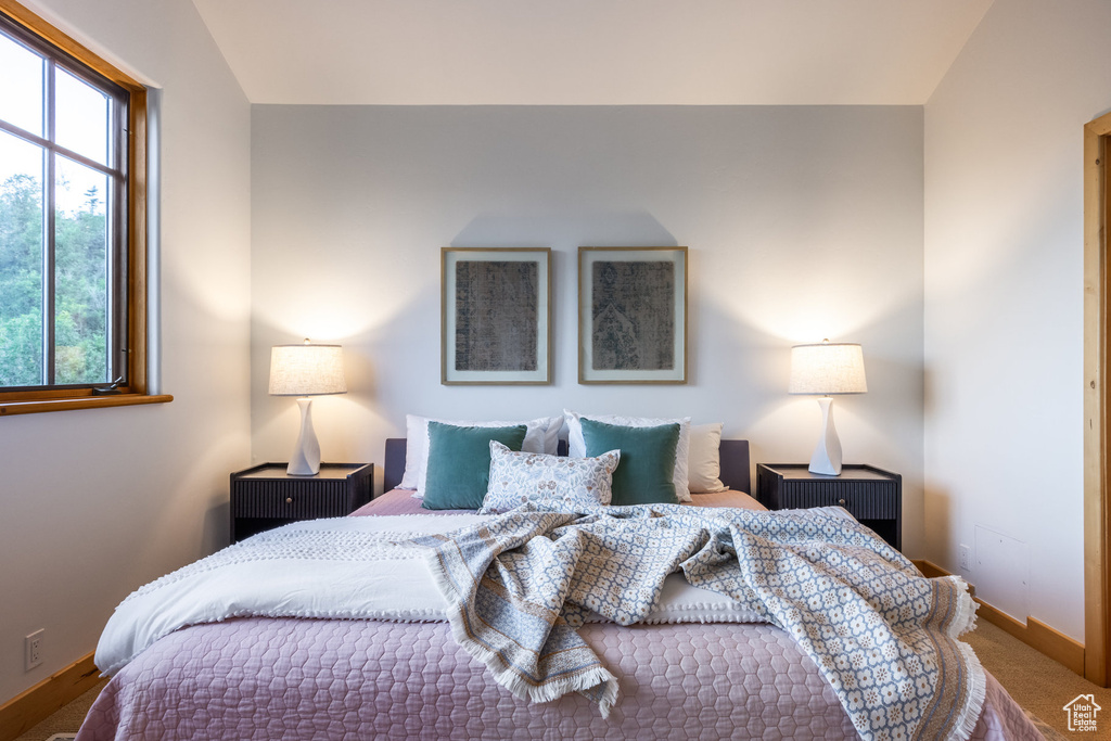 Bedroom with carpet floors