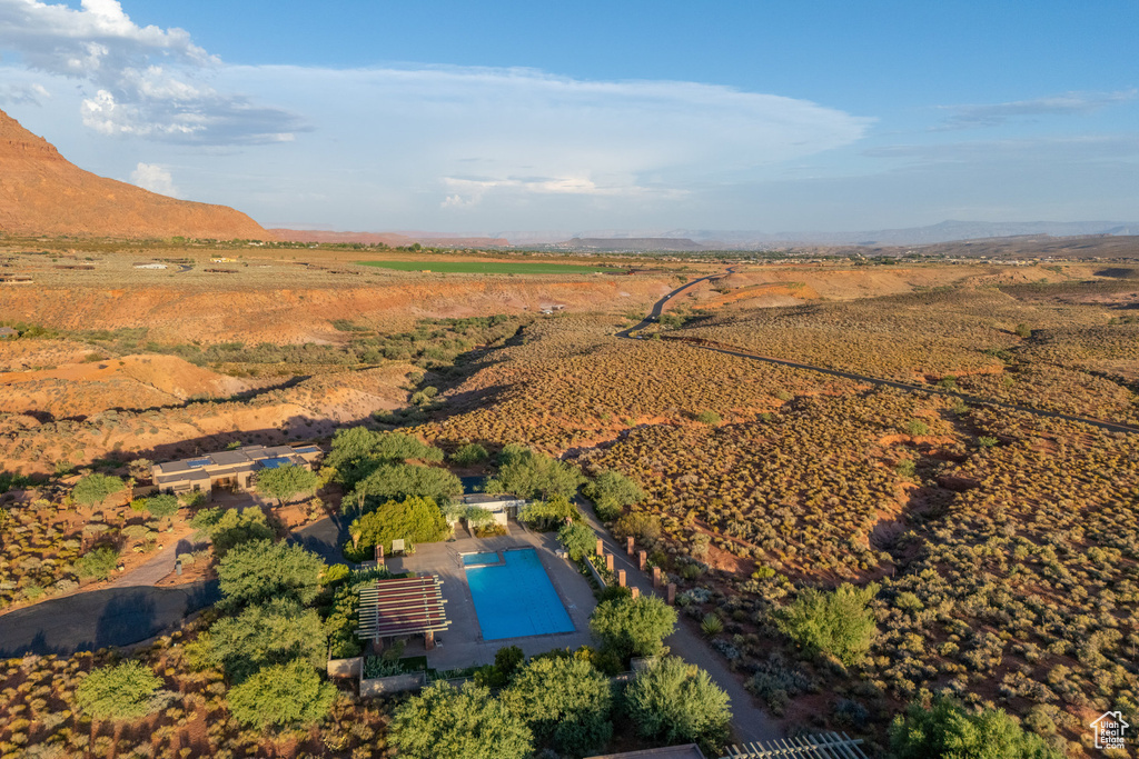 Drone / aerial view featuring a rural view and a mountain view