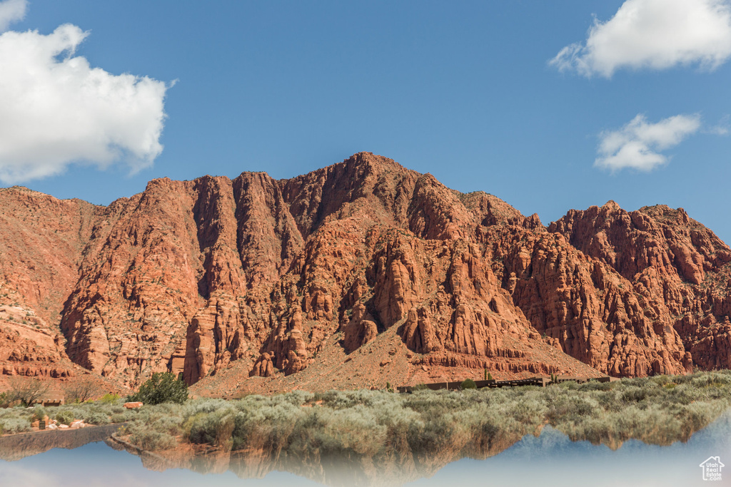 View of mountain feature with a water view