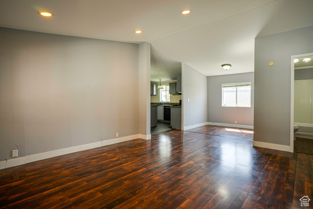 Unfurnished living room with hardwood / wood-style floors