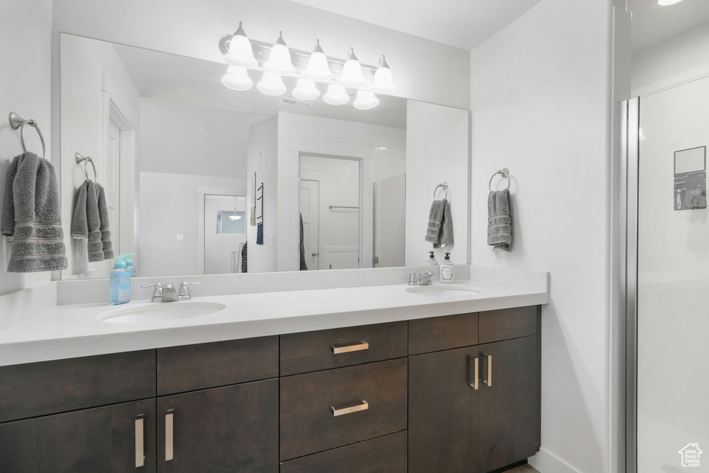 Bathroom with dual bowl vanity