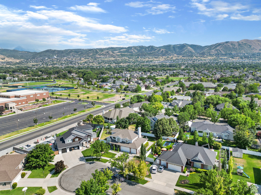 Drone / aerial view with a mountain view