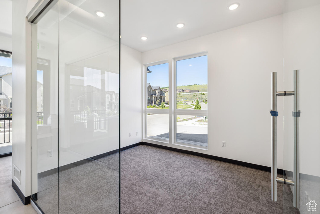 Interior space featuring carpet flooring