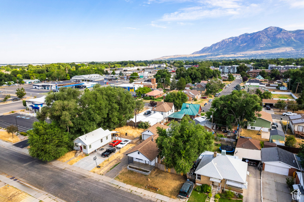 Aerial view featuring a mountain view