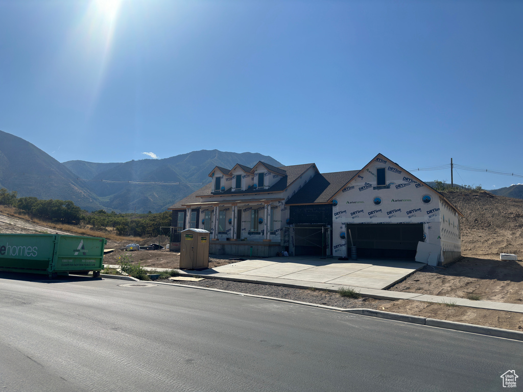 View of front of property featuring a mountain view