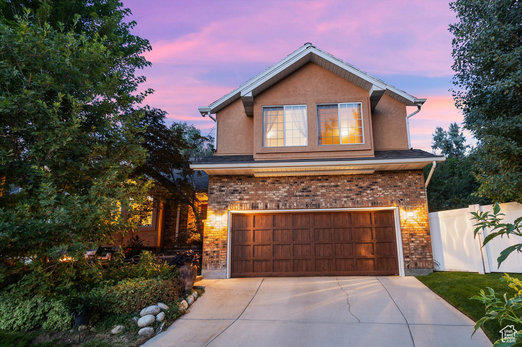 Front facade with a garage