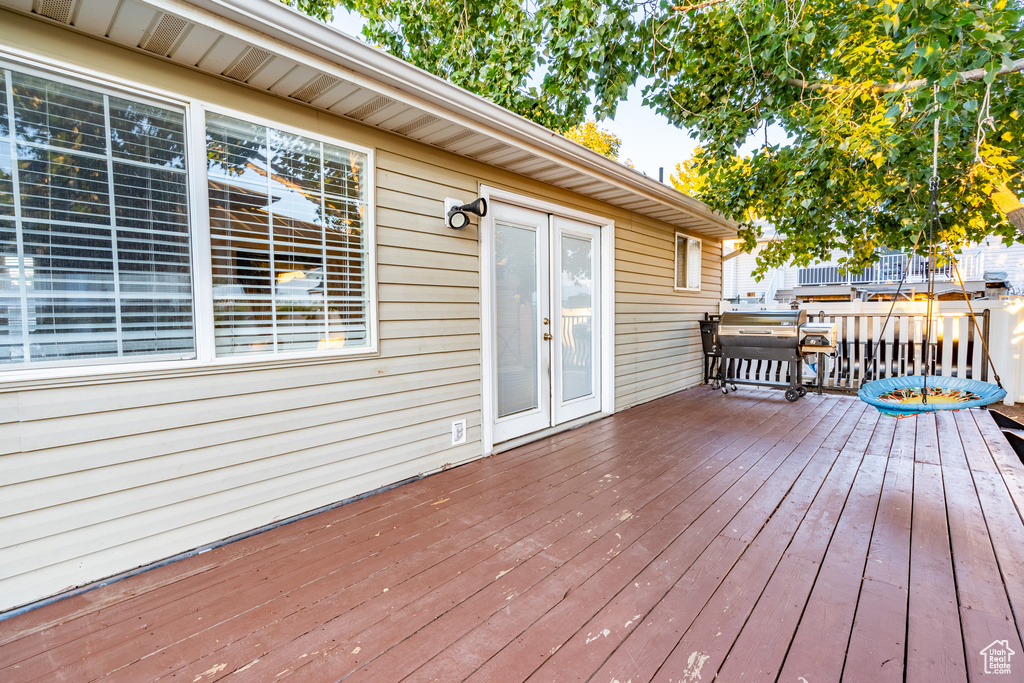 View of wooden deck