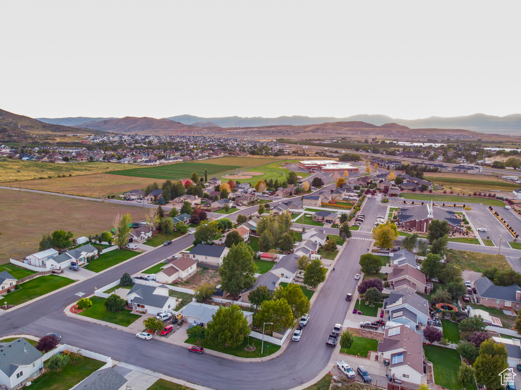 Aerial view featuring a mountain view