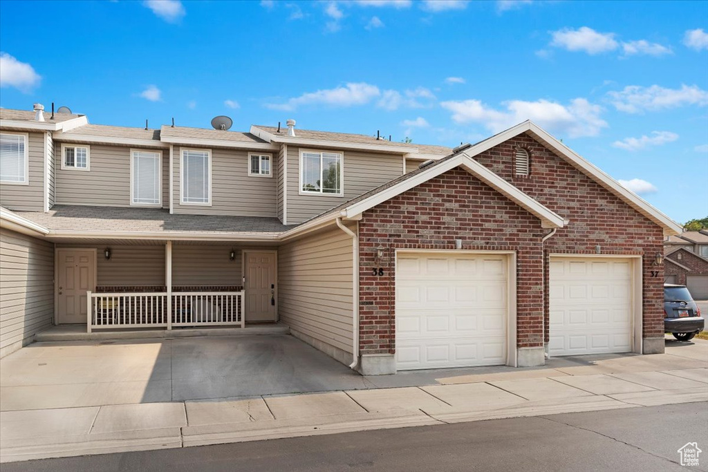 View of front of home with a garage