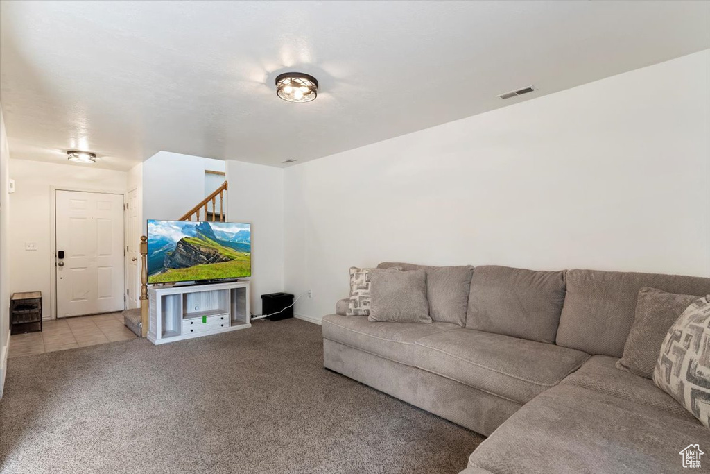 View of carpeted living room