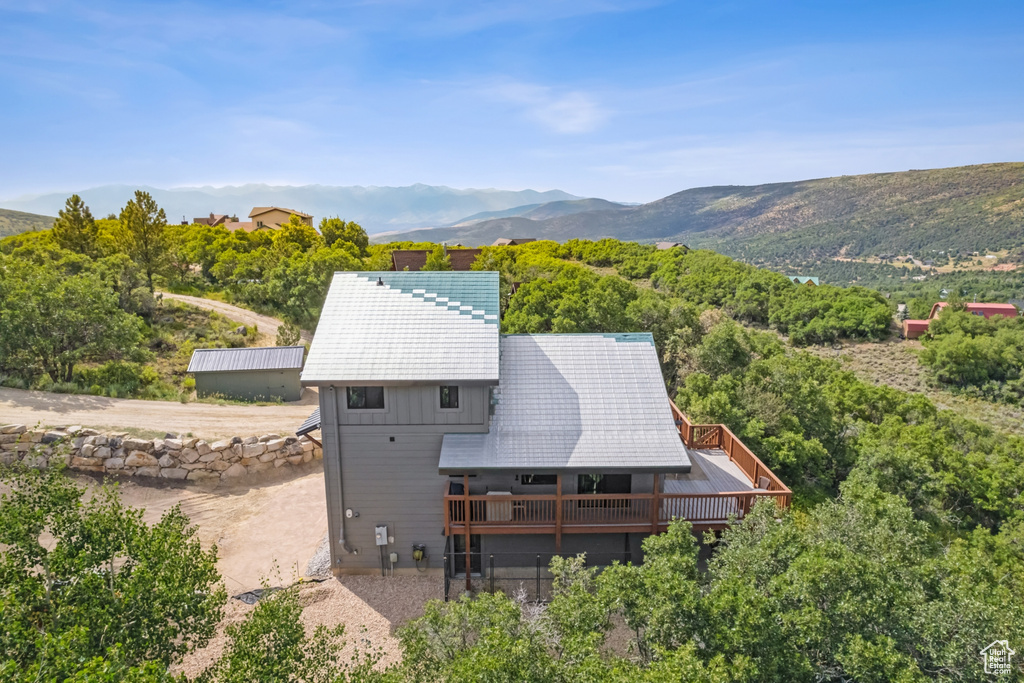 Drone / aerial view with a mountain view