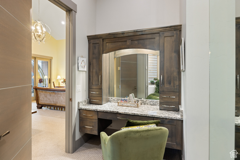 Bathroom with a chandelier