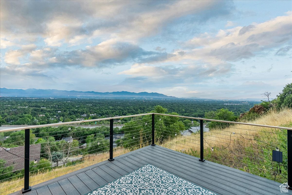 Deck featuring a mountain view