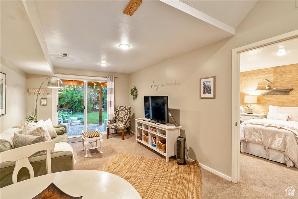 View of carpeted living room