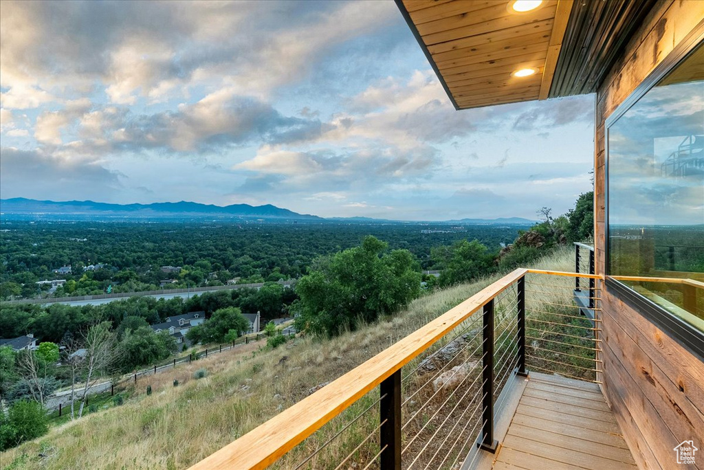 Balcony with a mountain view