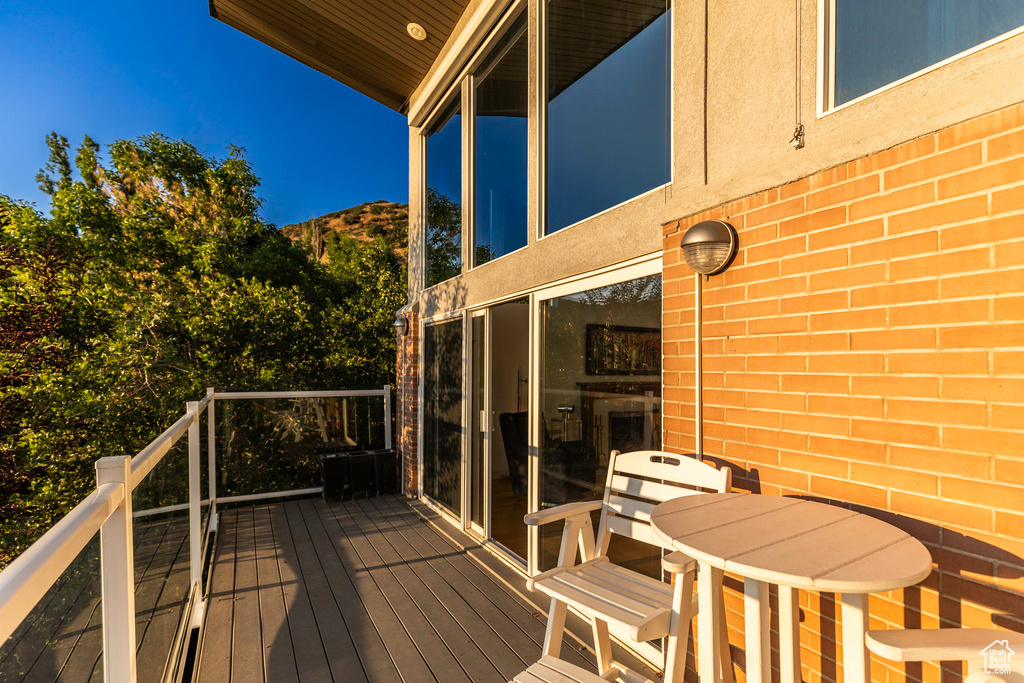 Deck with a mountain view