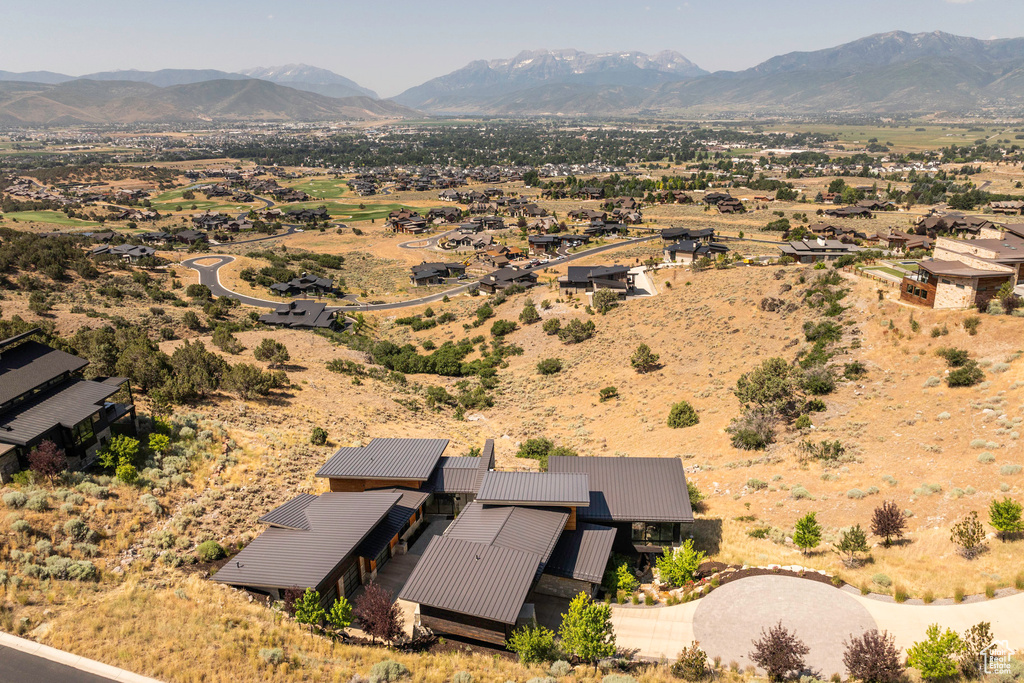 Drone / aerial view with a mountain view