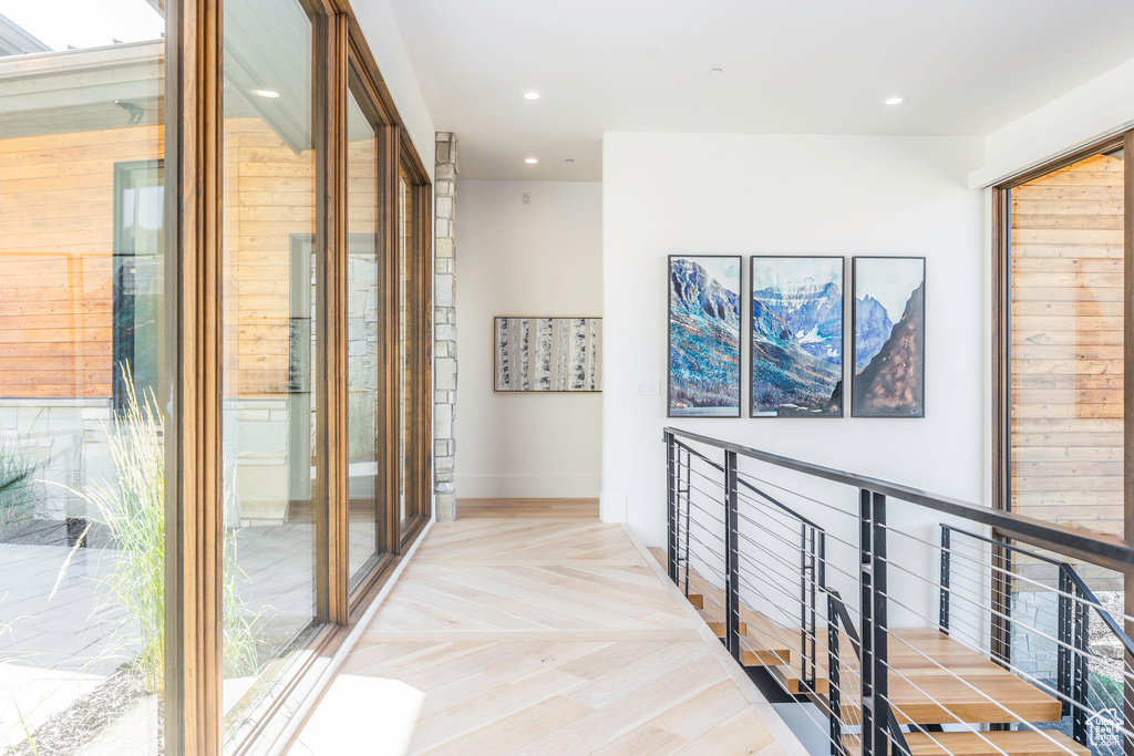 Hallway with parquet floors