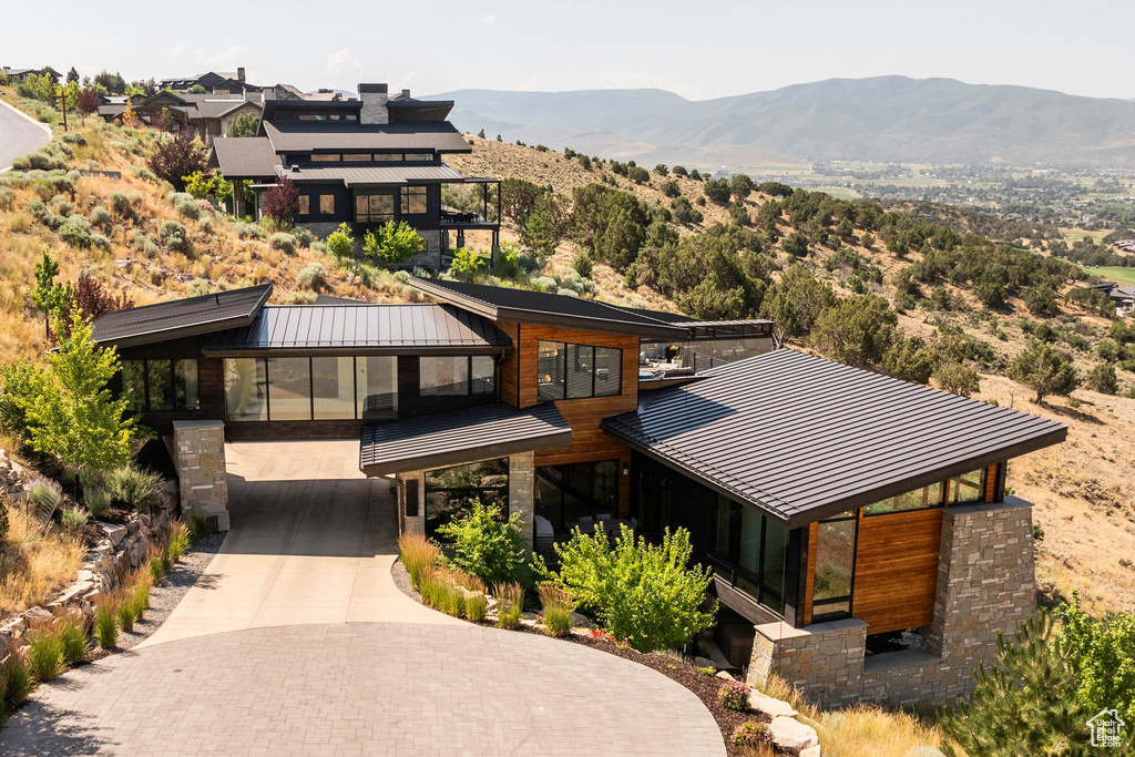 Exterior space with a mountain view