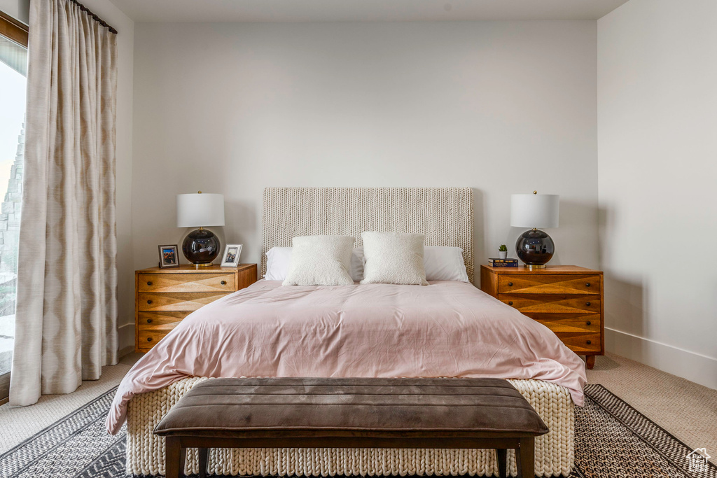 Bedroom featuring carpet floors