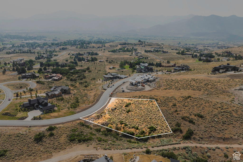 Aerial view featuring a mountain view