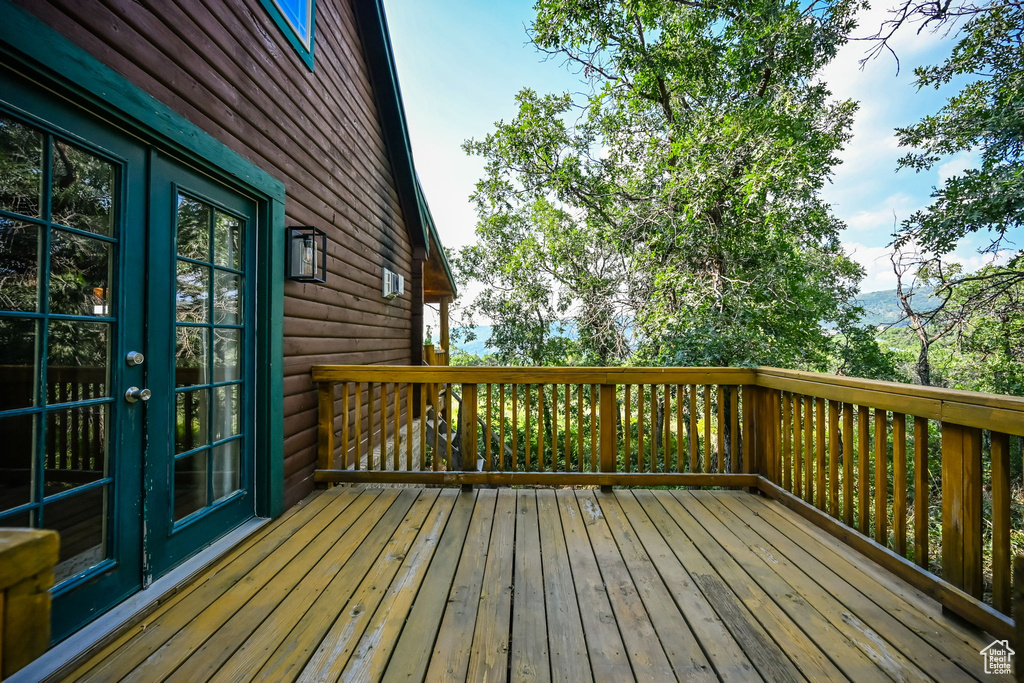 Wooden deck with french doors