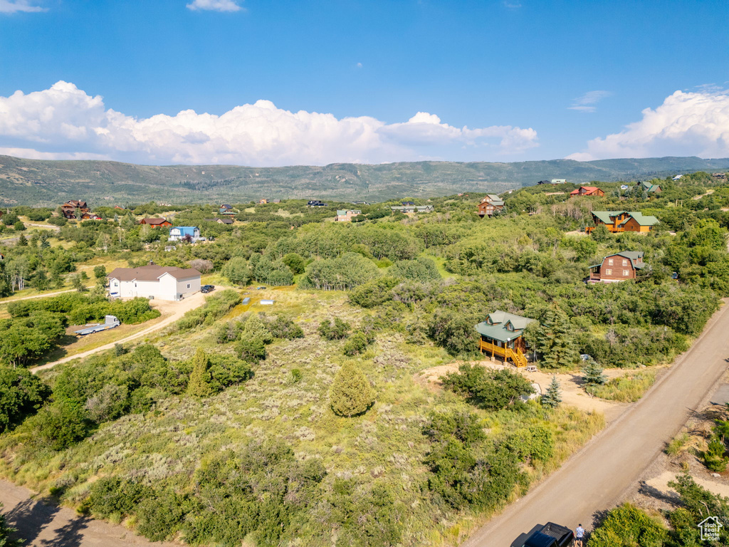 Bird\'s eye view featuring a mountain view