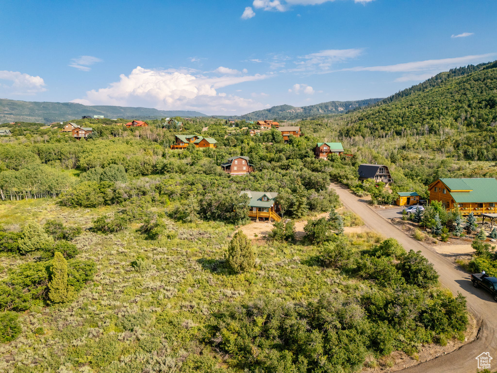 Bird\'s eye view featuring a mountain view