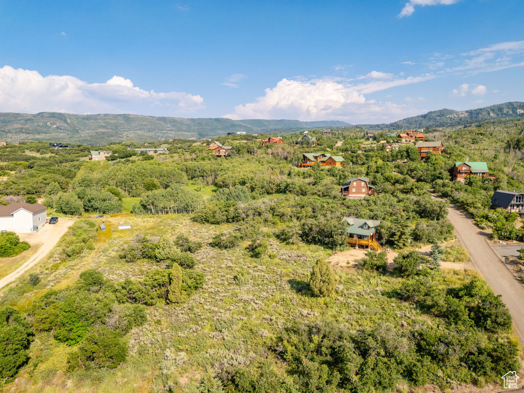 Aerial view with a mountain view