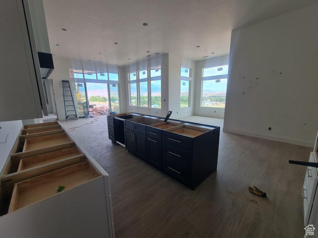 Kitchen with hardwood / wood-style flooring