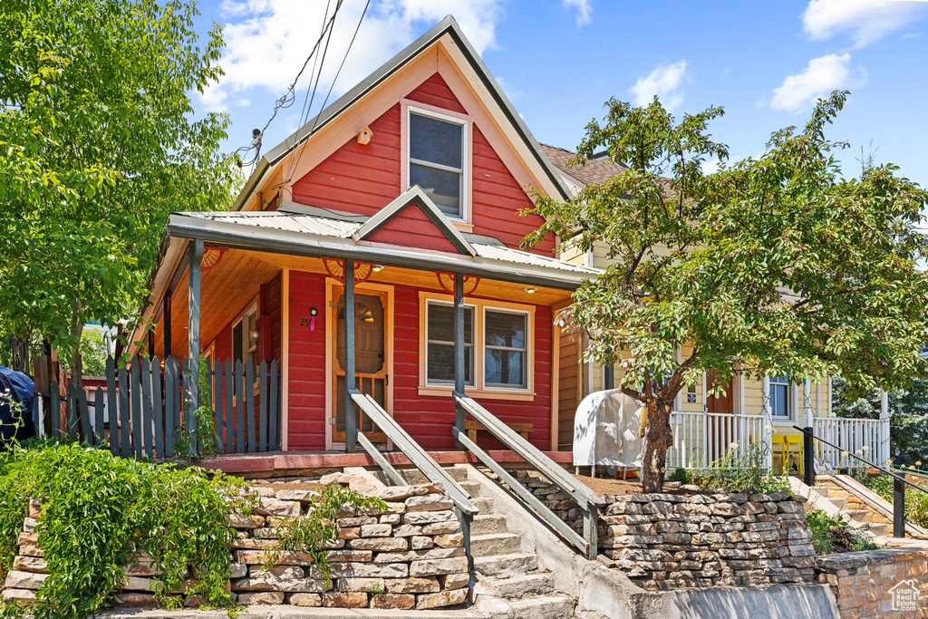 View of front of home with a porch