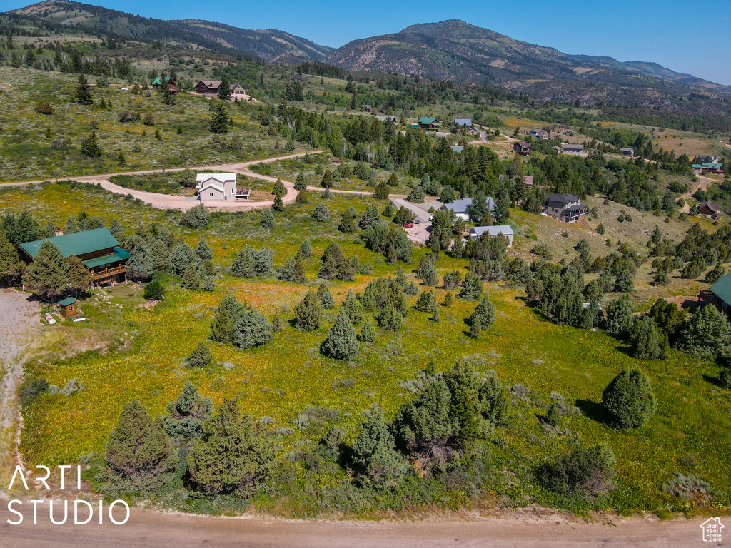 Bird\'s eye view featuring a mountain view