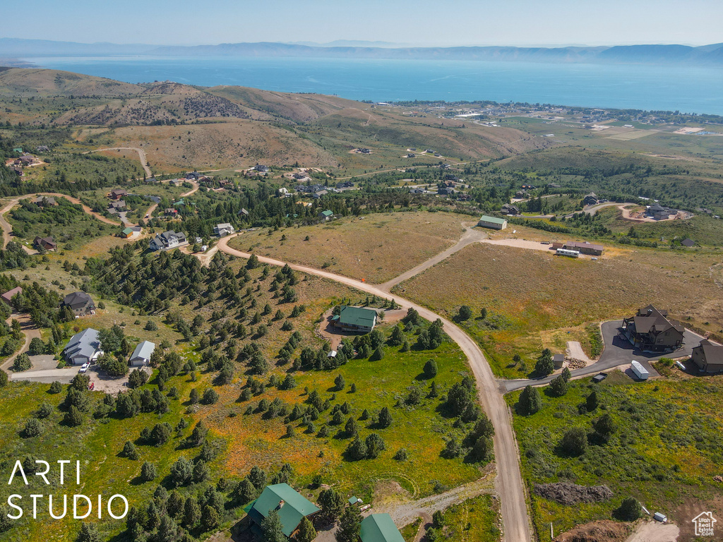 Aerial view featuring a mountain view