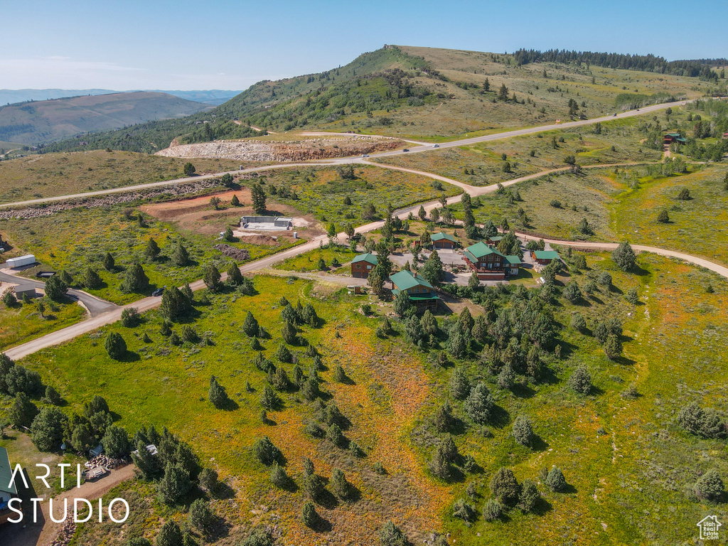 Birds eye view of property featuring a mountain view