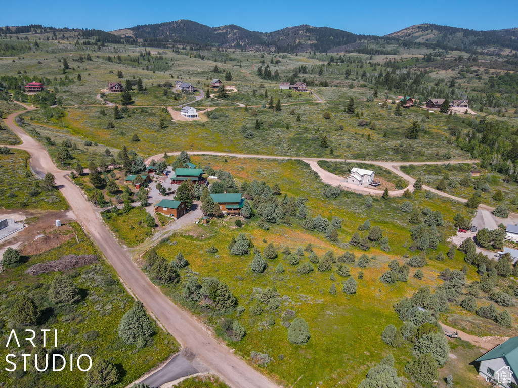 Drone / aerial view with a mountain view