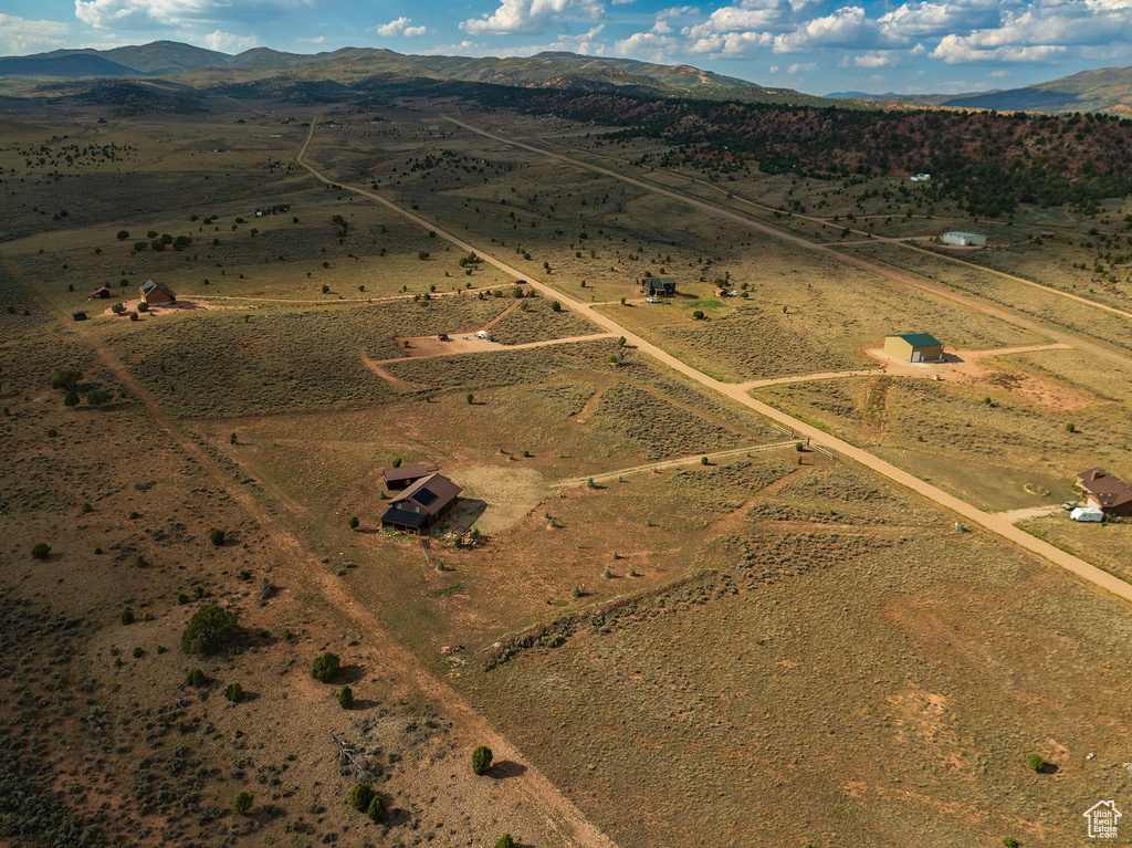 Aerial view with a mountain view and a rural view