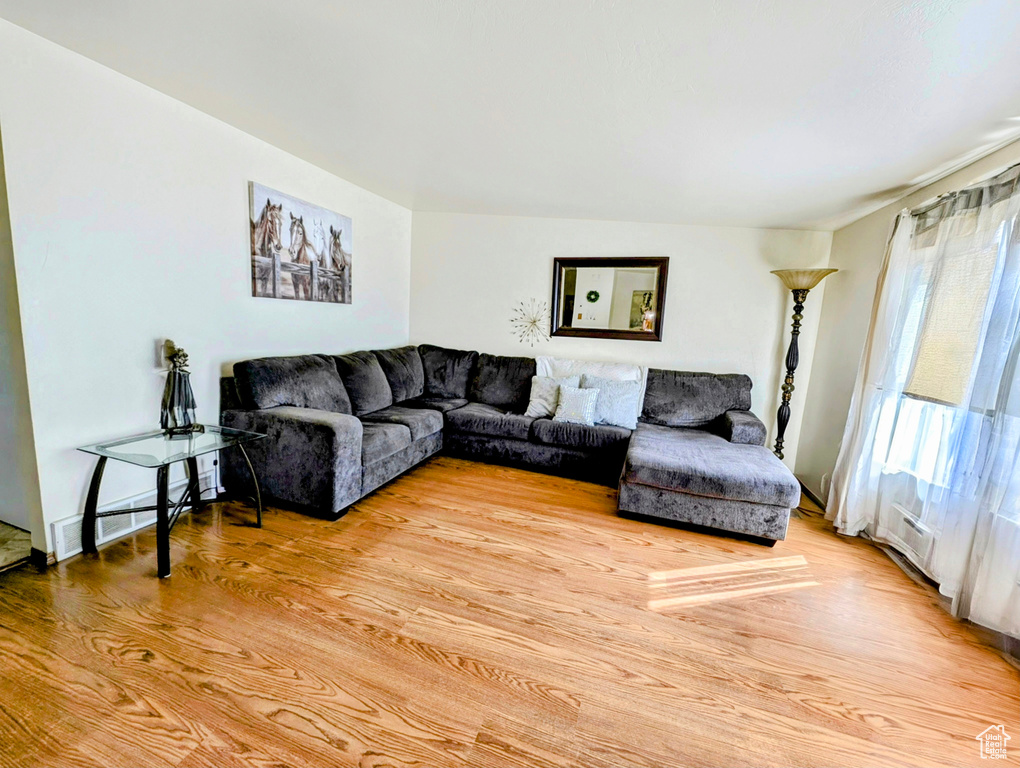 Living room featuring hardwood / wood-style floors