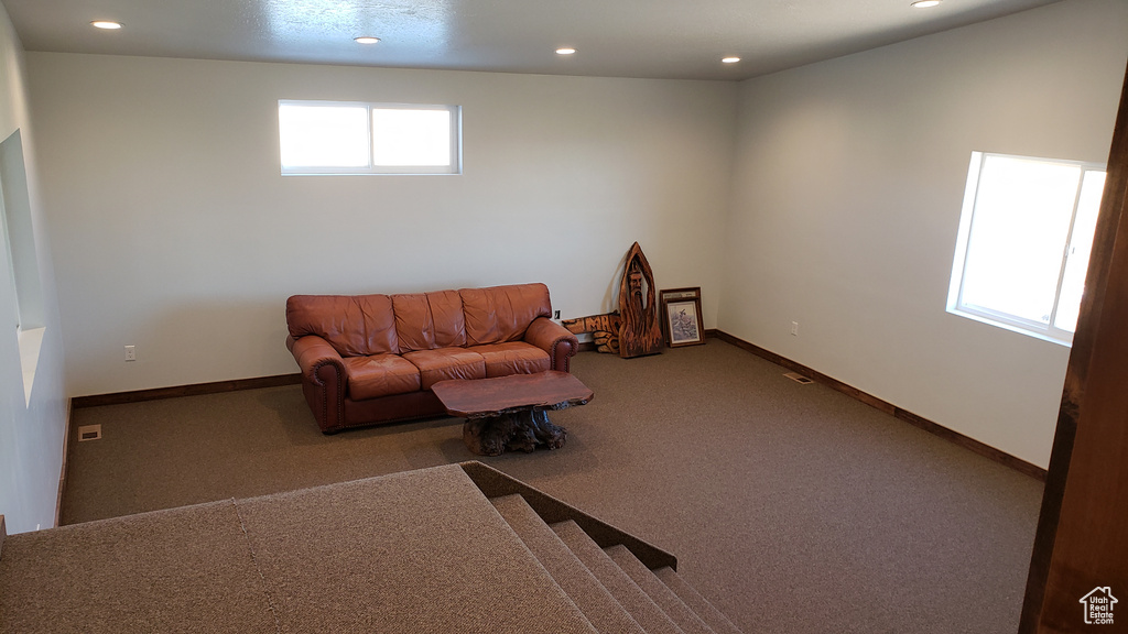 Unfurnished living room with a healthy amount of sunlight and carpet floors