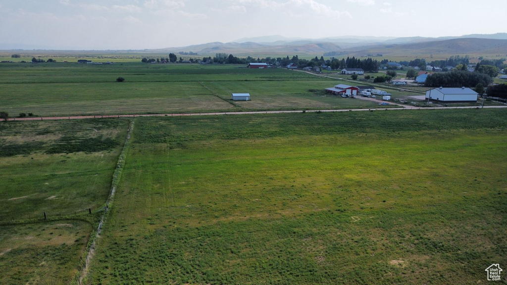 Aerial view featuring a mountain view and a rural view