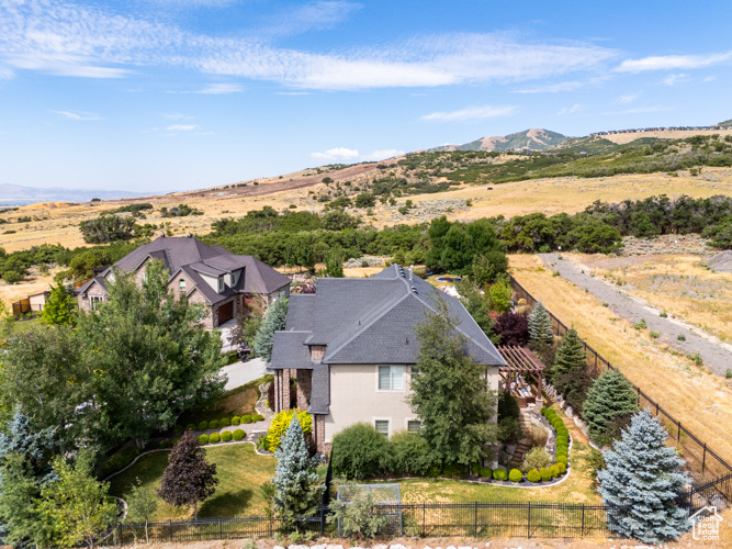 Drone / aerial view with a mountain view