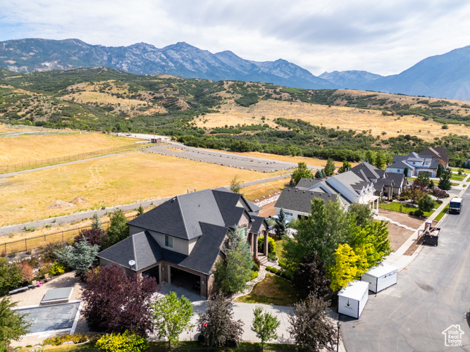 Aerial view with a mountain view